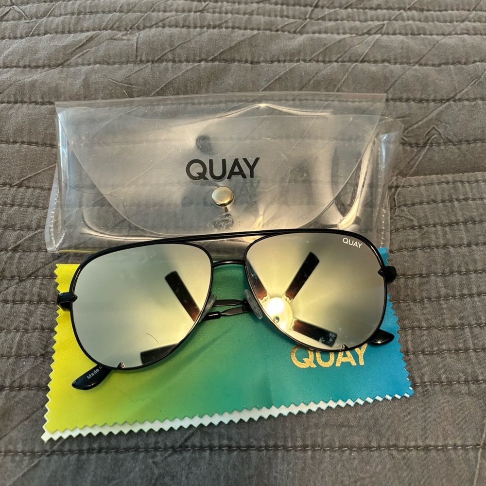 Quay Australia Black and Silver Reflective Sunglasses
